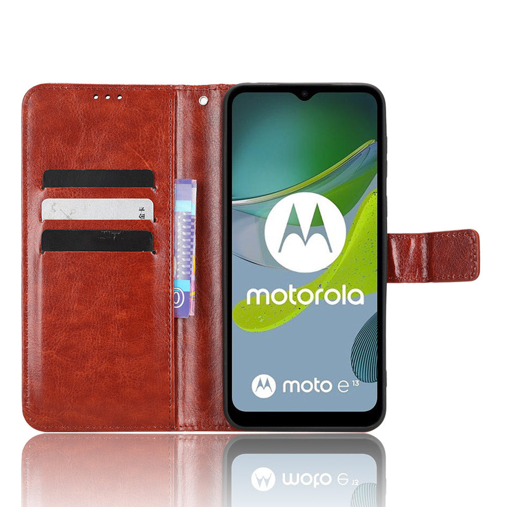 For Motorola Moto E13 4G Phone Stand Case PU Leather Crazy Horse Texture Wallet Phone Cover For Motorola Moto E13 4G Phone Stand Case PU Leather Crazy Horse Texture Wallet Phone Cover